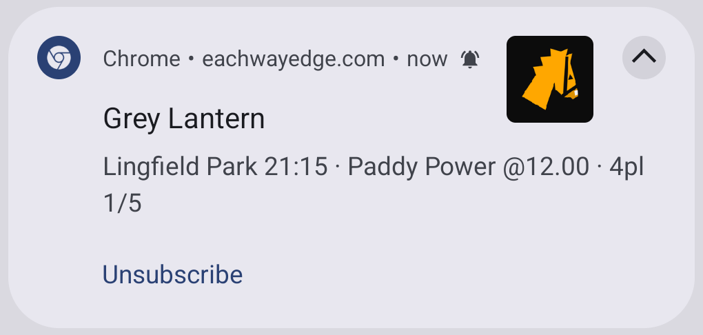 An EWEdge pick alert on Android