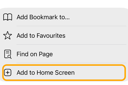 Add to Home Screen in the share sheet